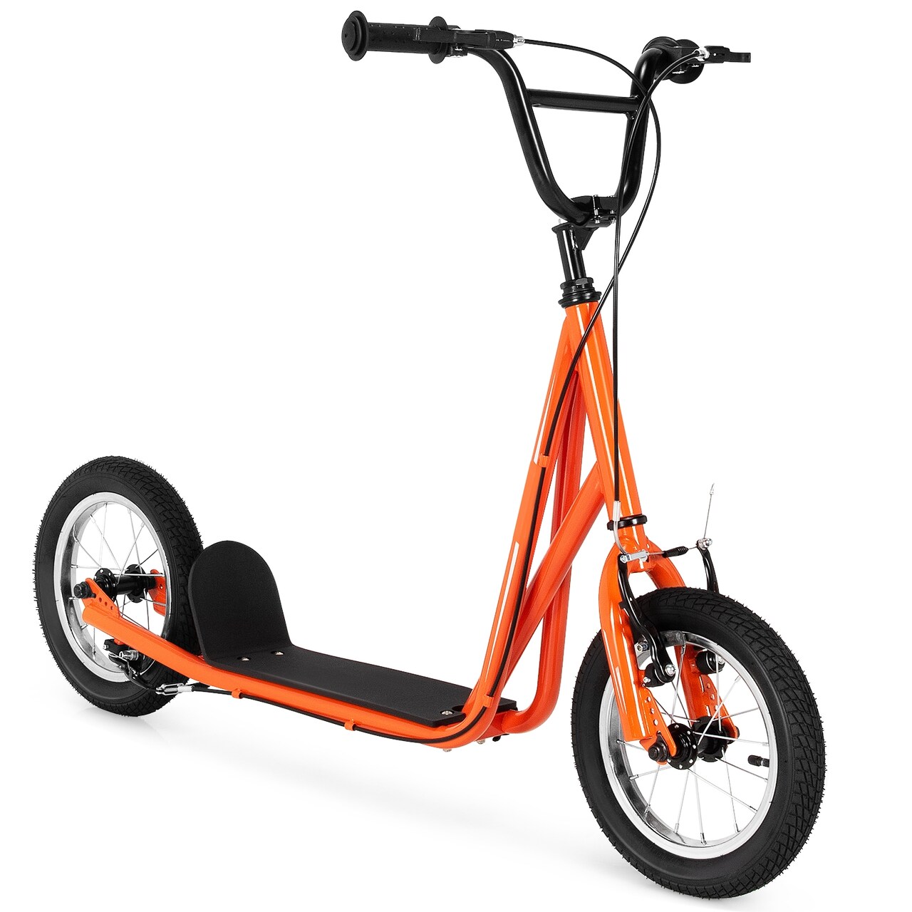 Outdoor Kick Scooter with V-Type Hand Brakes, Wide Deck and 12” Rubber Wheels for Smooth Commuting and Play